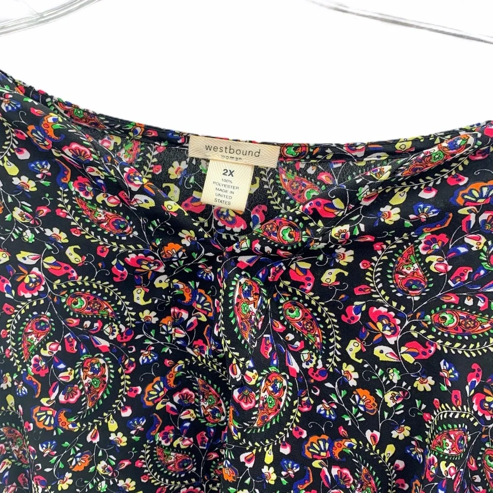 Westbound Multicolor Floral Paisley Print Kimono Top Size 2X - Picture 4 of 6